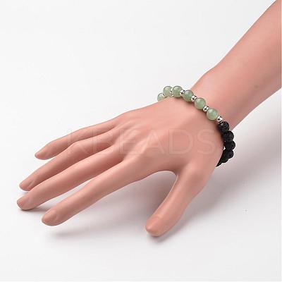 Natural Lava Rock Beaded Stretch Bracelets BJEW-JB02293-1