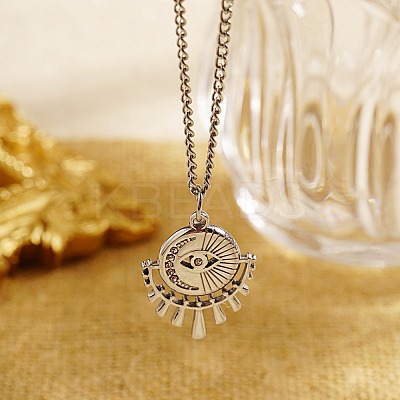 Stainless Steel Eye Pendant Necklaces with Cubic Zirconia for Women QV4000-2-1