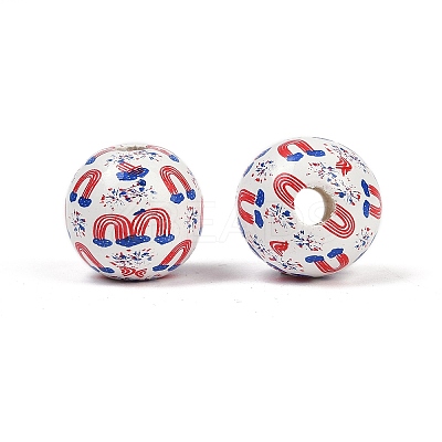 Independence Day Theme Wood European Beads WOOD-Z005-01B-01-1