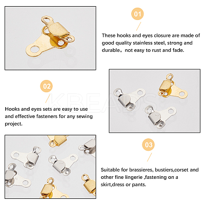 60 Sets 2 Colors Brass Trouser Fasteners KK-CP0001-06-1