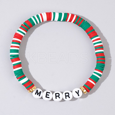 Christmas Merry Resin & Acrylic Beaded Stretch Bracelets WK2852-5-1