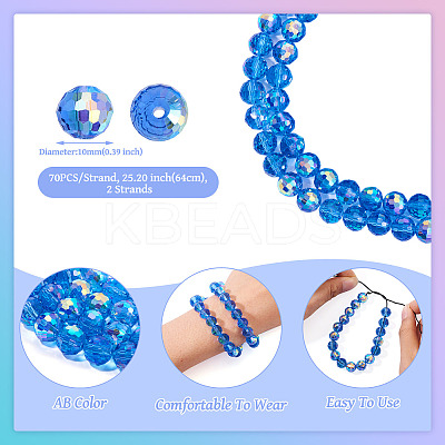 2 Strands Transparent Electroplate Glass Beads Strands EGLA-TA0001-74-1