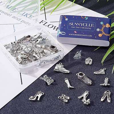 48Pcs 12 Style Tibetan Style Alloy Stilettos Pendants FIND-SC0002-30-1