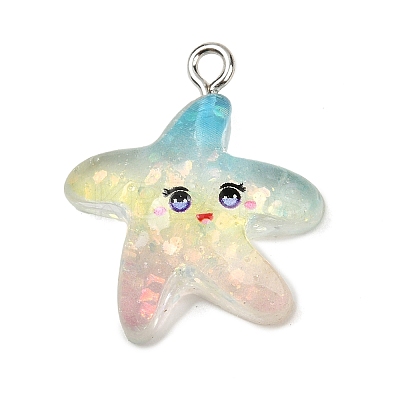 Ocean Theme Transparent Resin Pendants RESI-I351-03P-05-1