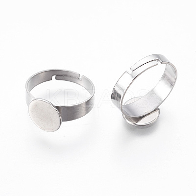 Tarnish Resistant Adjustable 304 Stainless Steel Finger Rings Components STAS-F149-21P-A-1