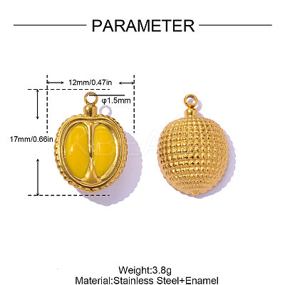 304 Stainless Steel Enamel Pendants STAS-OY017-30G-1