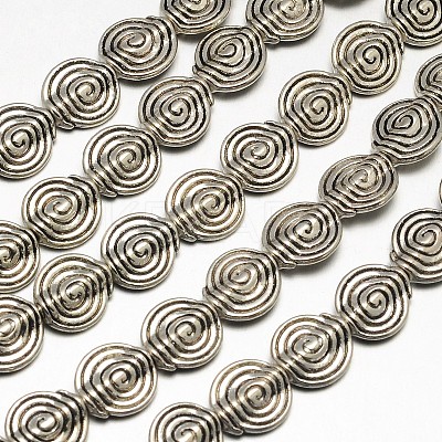 Tibetan Style Flat Round/Vortex Alloy Bead Strands TIBEB-O007-10-NR-1