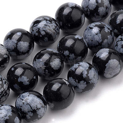 Natural Snowflake Obsidian Beads Strands X-G-S259-20-8mm-1