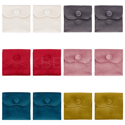 12Pcs 6 Colors Velvet Jewelry Pouches ABAG-AN0001-05-1