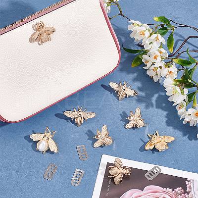 8 Sets 4 Style Bee Theme Zinc Alloy Bag Decorative Clasps PURS-WR0001-20-1