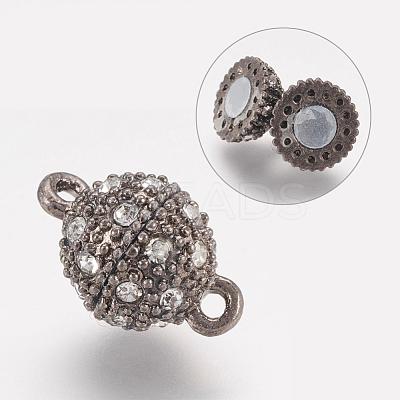 Alloy Rhinestone Magnetic Clasps with Loops RB-H116-2-B-1