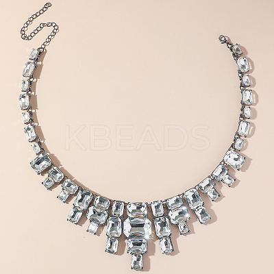 Exaggerated Party Zinc Alloy & Clear Glass Bib Necklaces for Glamorous Events RT5947-1