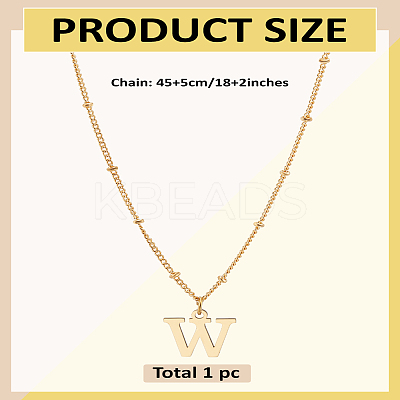 1Pc Brass Chain & 304 Stainless Steel Letter Pendant Necklaces NJEW-LP0001-35W-G-1