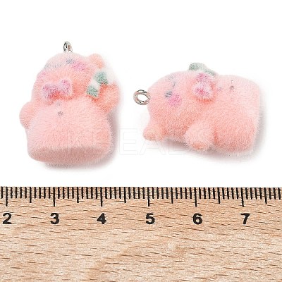 Flocking Opaque Resin Pendants RESI-F064-A15-1