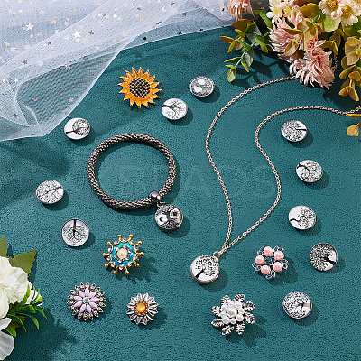 18Pcs 7 Style Alloy & Brass Rhinestone Snap Button DIY-NB0008-36-1