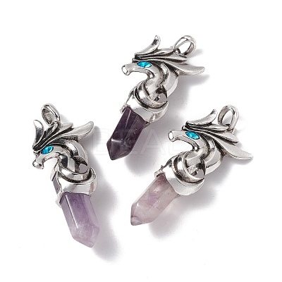 Natural & Synthetic Gemstone and Indicolite Rhinestone Big Pointed Pendants G-G855-06AS-1