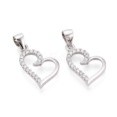 925 Sterling Silver Micro Pave Clear Cubic Zirconia Pendants STER-T008-82P-1