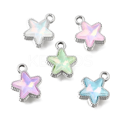 UV Plating Alloy and Glass Pendants GL-CBA6CEF-02P-1