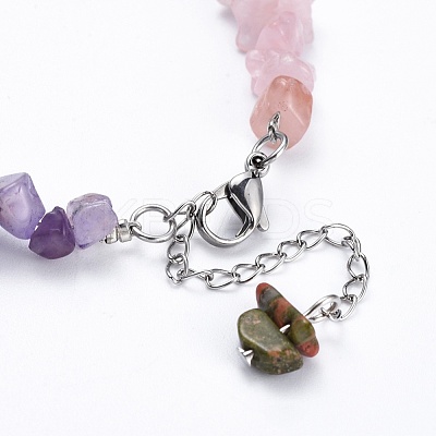 Chakra Jewelry Natural & Synthetic Gemstone Chip Anklets X-AJEW-AN00269-1