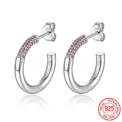 Anti-Tarnish Rhodium Plated 925 Sterling Silver Ring Stud Earrings JZ8068-1-1