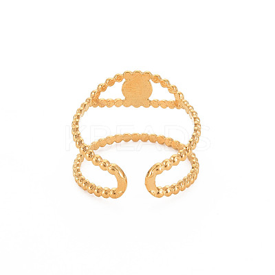 Ion Plating(IP) 304 Stainless Steel Open Pad Ring Cabochon Settings X-STAS-S119-157G-1