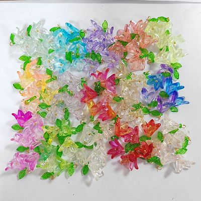 90Pcs 15 Colors Acrylic Pendants PALLOY-AR00026-1