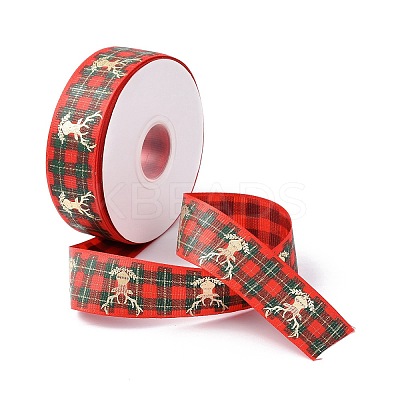 25 Yards Flat Christmas Theme Printed Polyester Grosgrain Ribbon OCOR-C004-04D-1