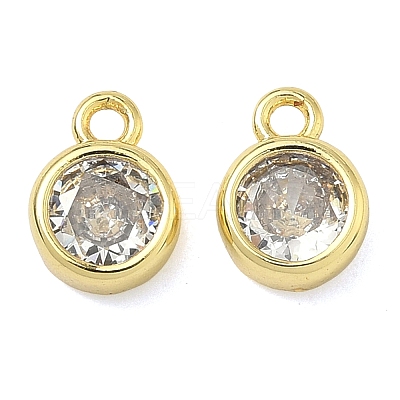Brass with Clear Cubic Zirconia Pendants KK-I476-12G-1