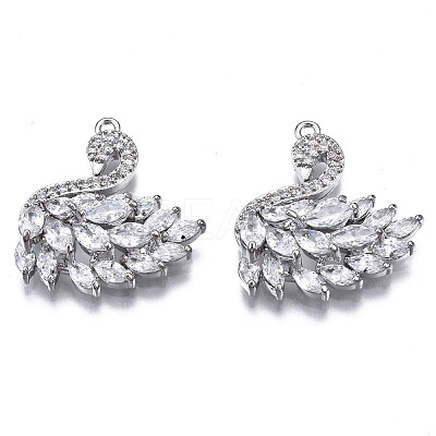 Brass Micro Pave Clear Cubic Zirconia Pendants ZIRC-S069-031P-1
