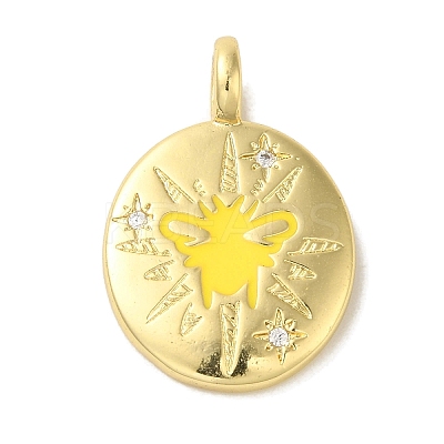 Brass Micro Pave Cubic Zirconia Pendants KK-Z042-23G-02-1