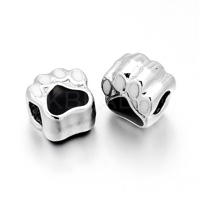Nickel Free & Lead Free Silver Color Plated Alloy Enamel European Beads ENAM-J061-08S-FF-1