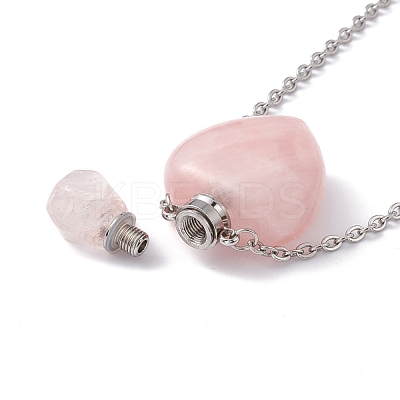 Openable Heart Natural & Synthetic Mixed Stone Perfume Bottle Pendant Necklaces for Women NJEW-F296-05P-1