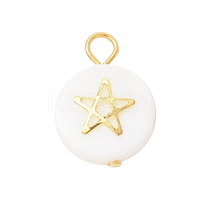 3Pcs 3 Styles Natural Freshwater Shell Flat Round Charms PALLOY-JF04018-02-1