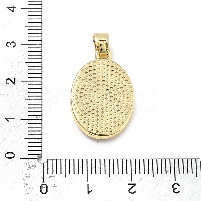 Brass Pave Carved Natural White Shell Religion Oval Pendants KK-D367-04G-B-1