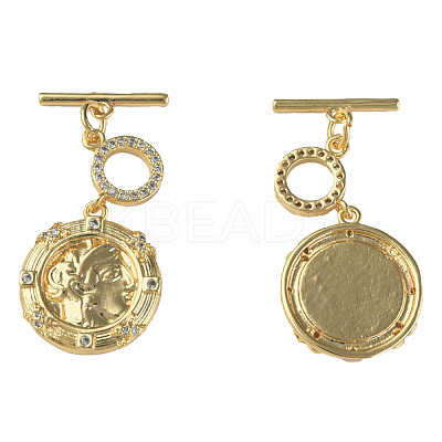 Brass Micro Pave Clear Cubic Zirconia Toggle Clasps KK-N233-242-1
