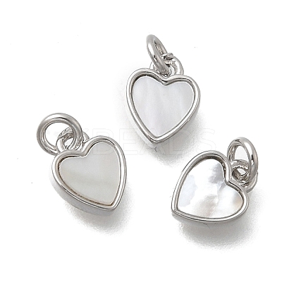 Brass & Natural Shell Heart Charms KK-D431-025B-01P-1