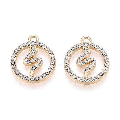 Rack Plating Alloy Rhinestone Pendants PALLOY-T091-21M-G-1