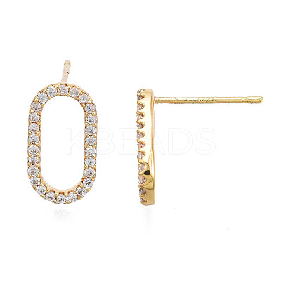 Clear Cubic Zirconia Oval Stud Earrings EJEW-N012-43-1