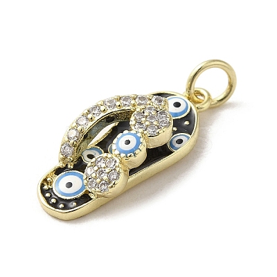 Brass Micro Pave Cubic Zirconia Pendants KK-E092-19G-03-1