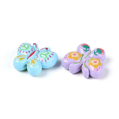 Baking Paint Printed Opaque Acrylic Beads MACR-N018-10-1