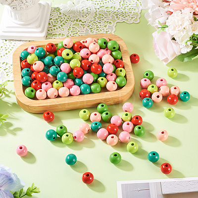 240Pcs 6 Colors Natural Wooden Beads WOOD-TA0002-74E-1