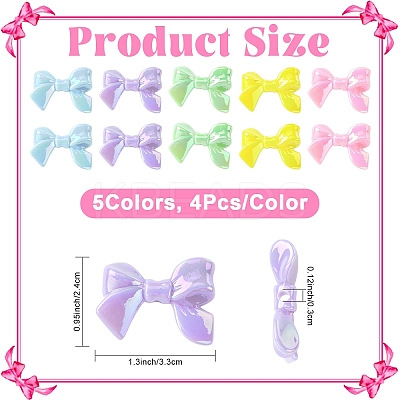 20Pcs 5 Colors AB Color Plated Acrylic Beads CRES-YW0002-62-1