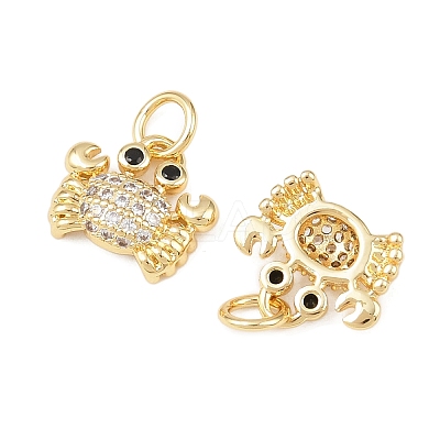 Brass Micro Pave Clear Cubic Zirconia Charms KK-G544-02G-02-1