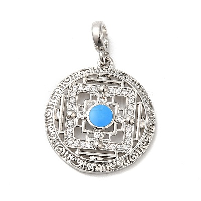 Rack Plating Brass Cubic Zirconia with Enaml Pendants KK-Q772-19P-1