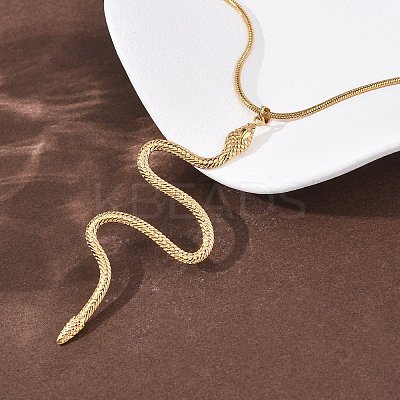 304 Stainless Steel Snake Pendant Double Layer Necklaces for Women NJEW-Z108-03G-1