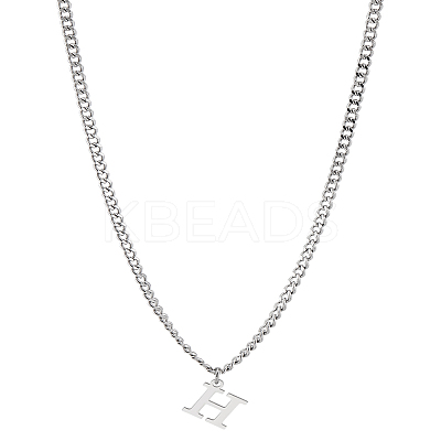 1Pc 304 Stainless Steel Letter Pendant Necklaces NJEW-LP0001-33H-P-1