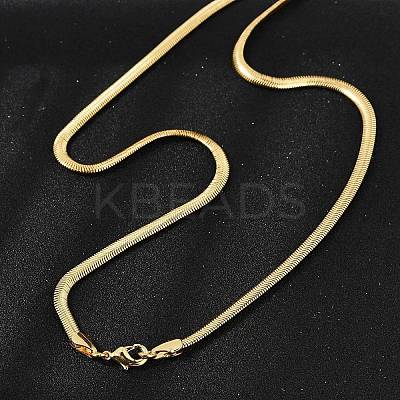4mm Brass Flat Snake Chain Necklaces KK-F891-21G-1
