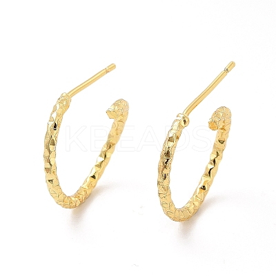 Brass Faceted C-shape Stud Earrings EJEW-P213-10G-1