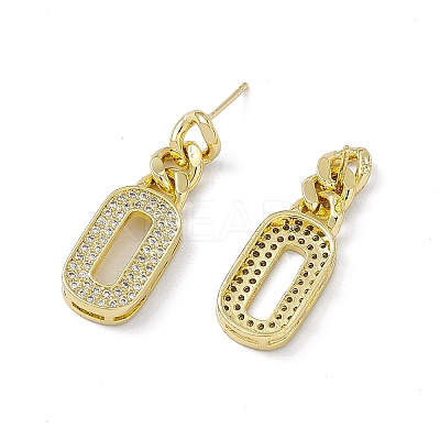 Clear Cubic Zirconia Oval Dangle Stud Earrings EJEW-I277-14G-1