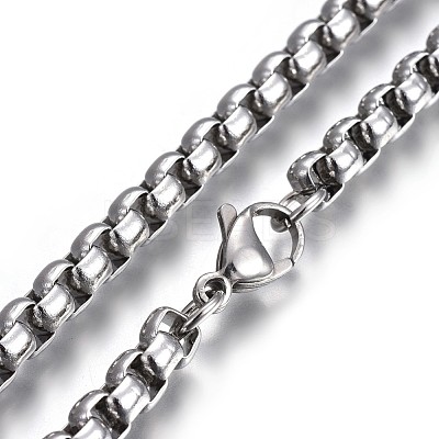 Non-Tarnish 304 Stainless Steel Box Chain Necklaces NJEW-O110-05J-P-1